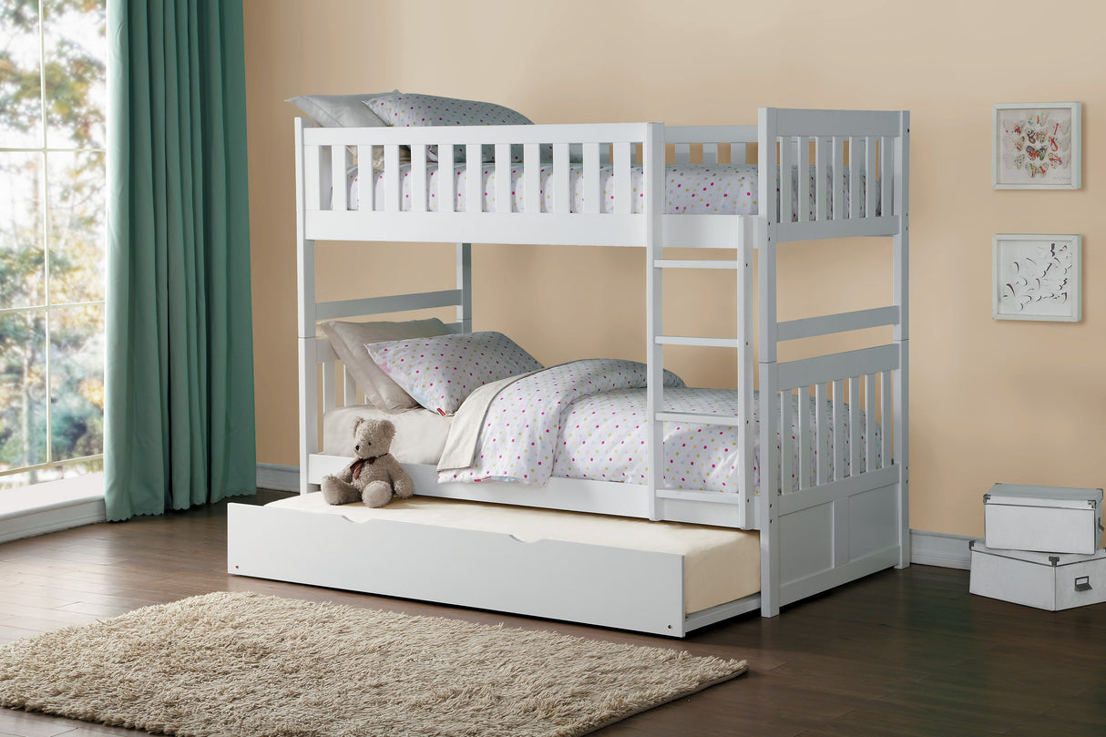 Galen White Twin/Twin Bunk Bed With Twin Trundle