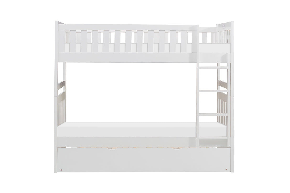 Galen White Twin/Twin Bunk Bed With Twin Trundle