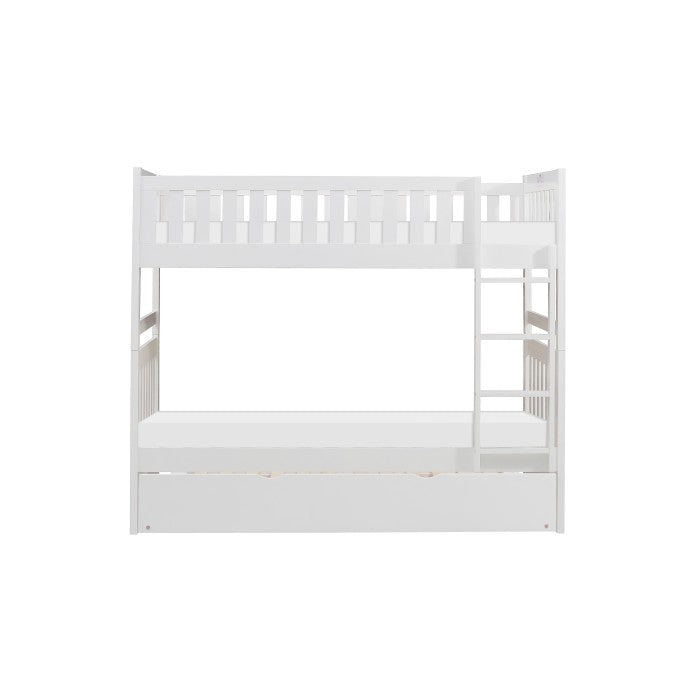 Galen White Twin/Twin Bunk Bed With Twin Trundle