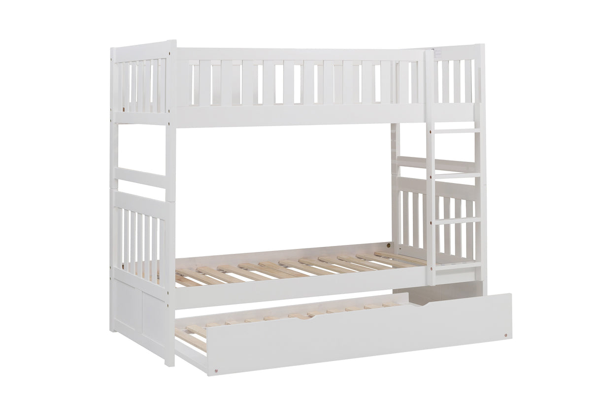 Galen White Twin/Twin Bunk Bed With Twin Trundle