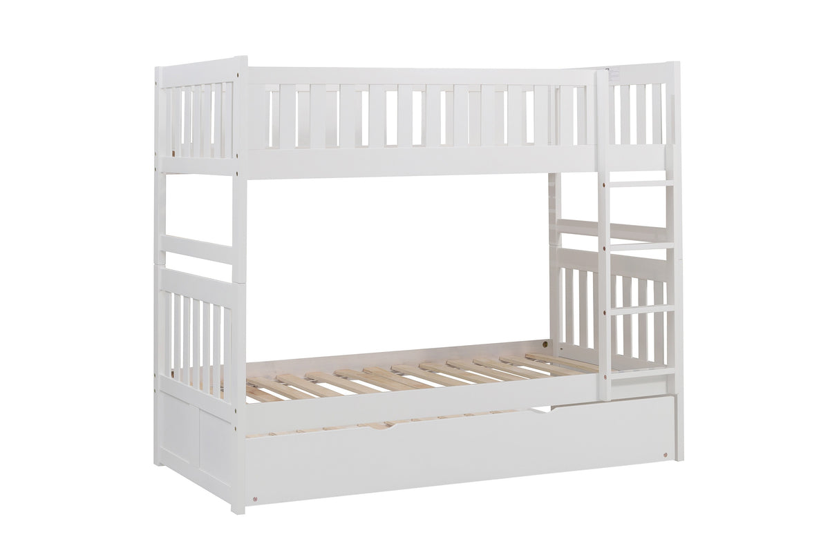 Galen White Twin/Twin Bunk Bed With Twin Trundle