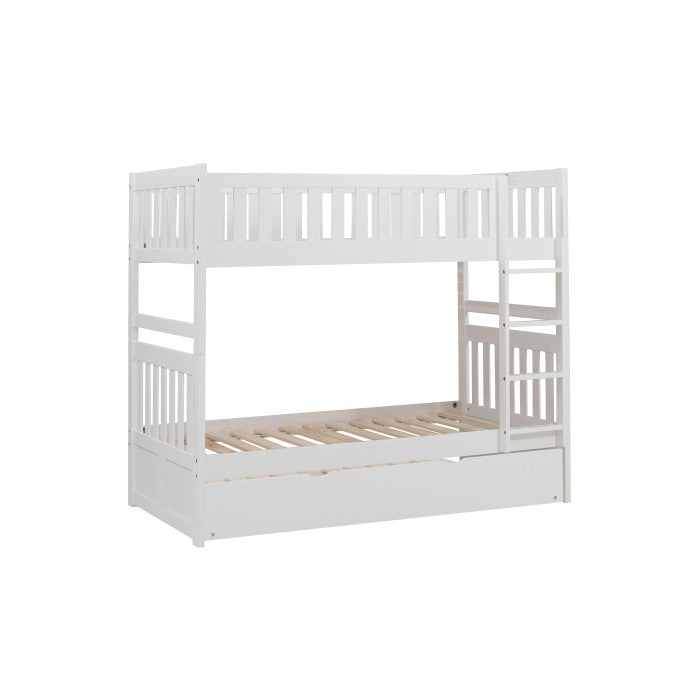 Galen White Twin/Twin Bunk Bed With Twin Trundle