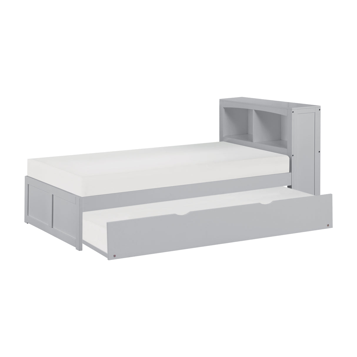 Orion Gray Twin Bookcase Bed With Trundle