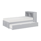 Orion Gray Twin Bookcase Bed With Trundle