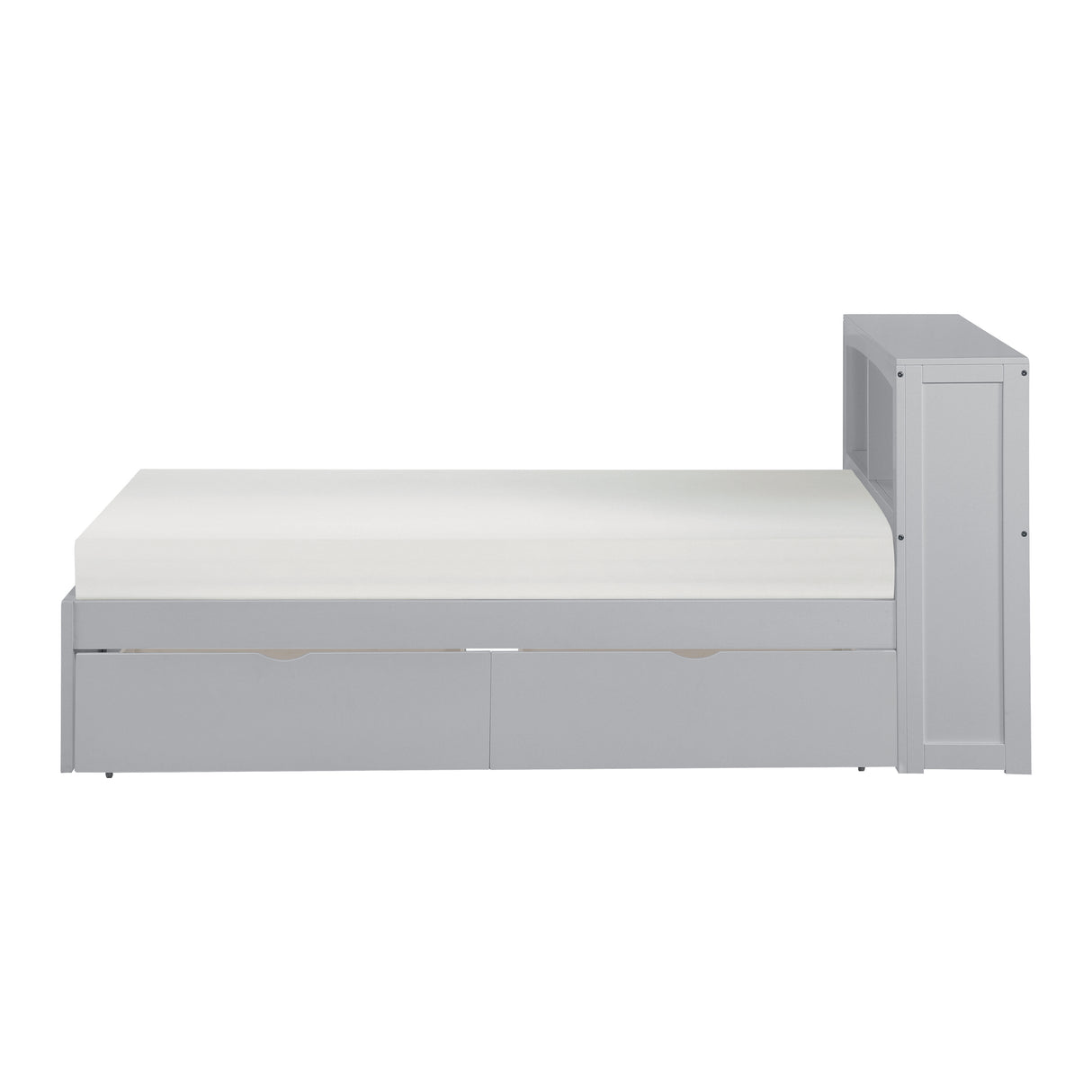 Orion Gray Twin Bookcase Bed With Storage Boxes