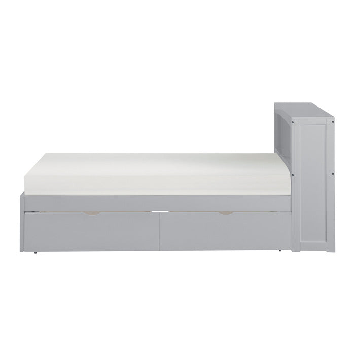 Orion Gray Twin Bookcase Bed With Storage Boxes