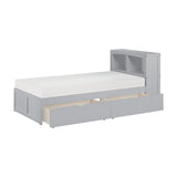 Orion Gray Twin Bookcase Bed With Storage Boxes