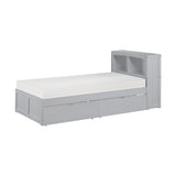 Orion Gray Twin Bookcase Bed With Storage Boxes