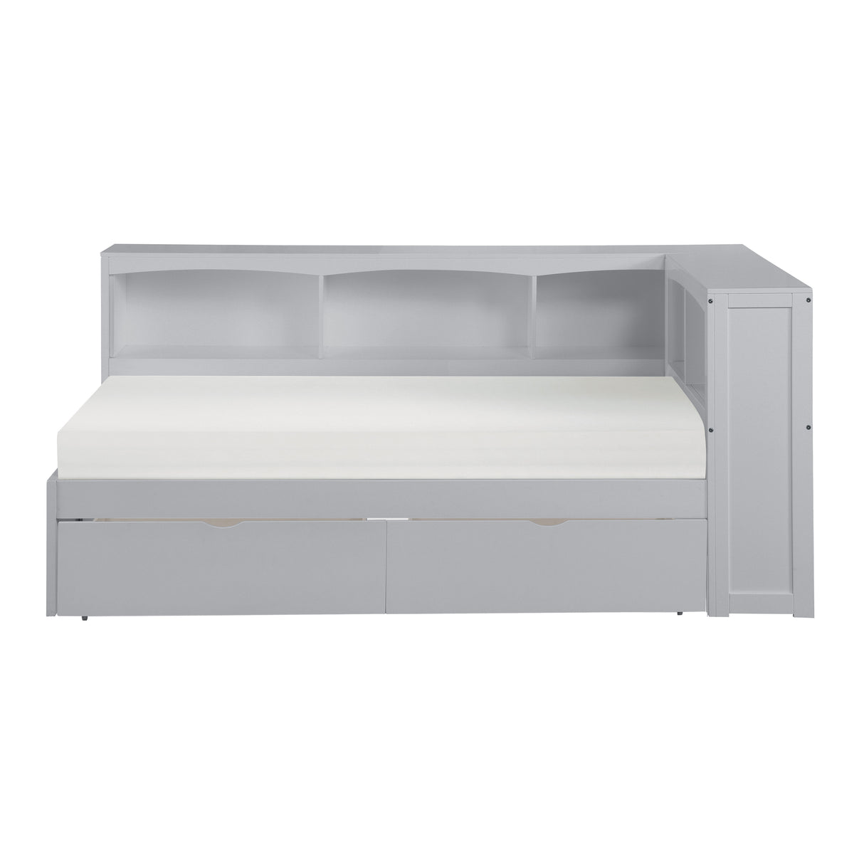 Orion Gray Twin Bookcase Corner Bed With Storage Boxes