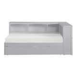 Orion Gray Twin Bookcase Corner Bed With Storage Boxes