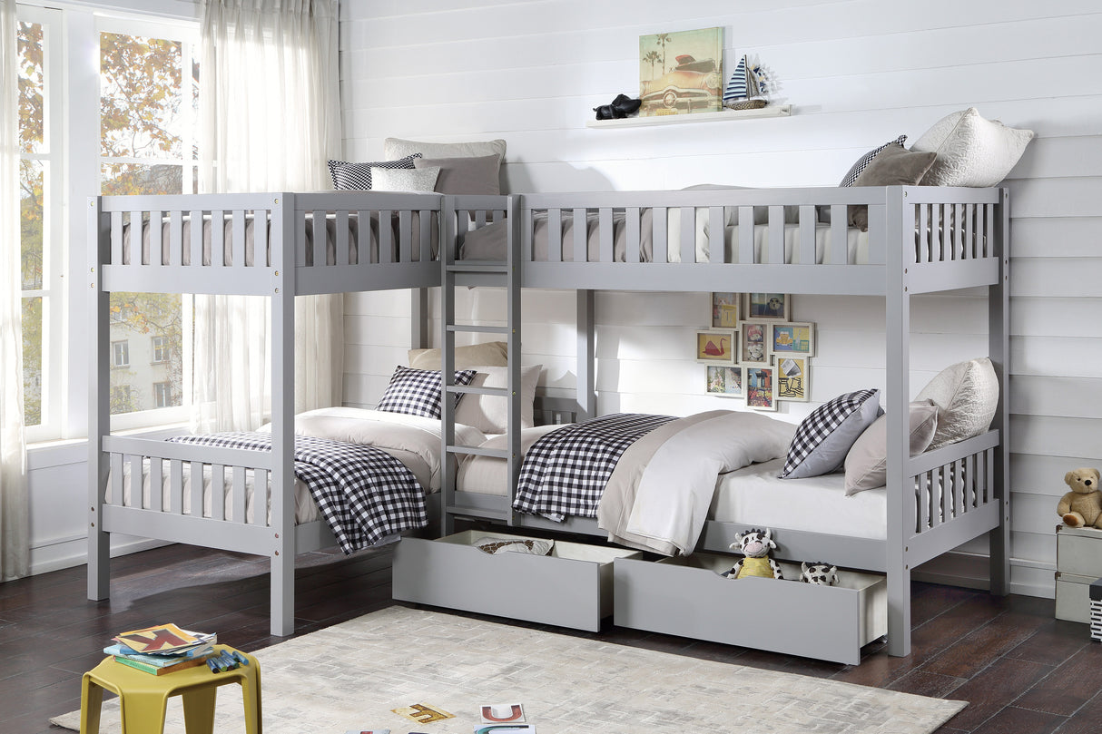 Orion Gray Corner Bunk Bed With Storage Boxes