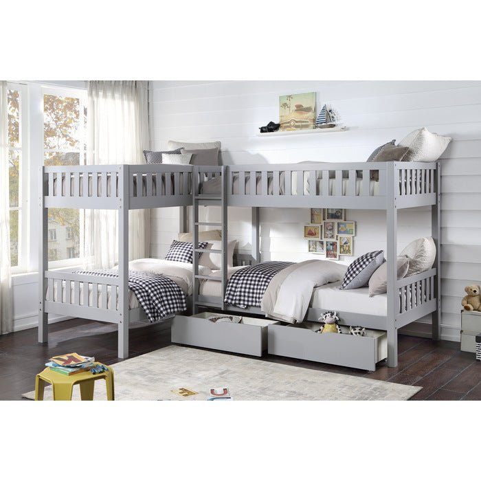 Orion Gray Corner Bunk Bed With Storage Boxes