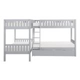 Orion Gray Corner Bunk Bed With Storage Boxes