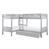 Orion Gray Corner Bunk Bed With Storage Boxes