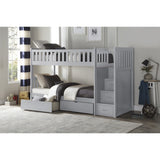 Orion Gray Twin/Twin Step Bunk Bed With Storage Boxes