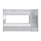 Orion Gray Twin/Twin Step Bunk Bed With Storage Boxes