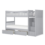 Orion Gray Twin/Twin Step Bunk Bed With Storage Boxes