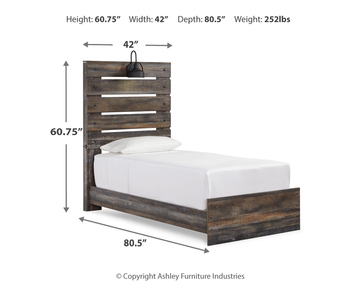 Drystan Twin Panel Bed with 4 Storage Drawers