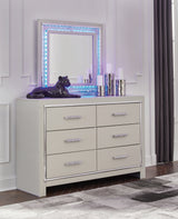 Zyniden King Upholstered Panel Headboard, Dresser and Mirror