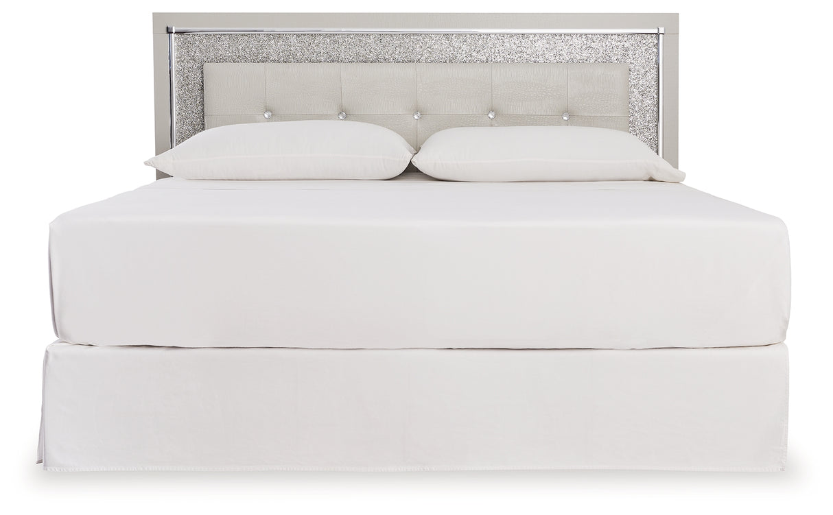 Zyniden King Upholstered Panel Headboard, Dresser and Mirror