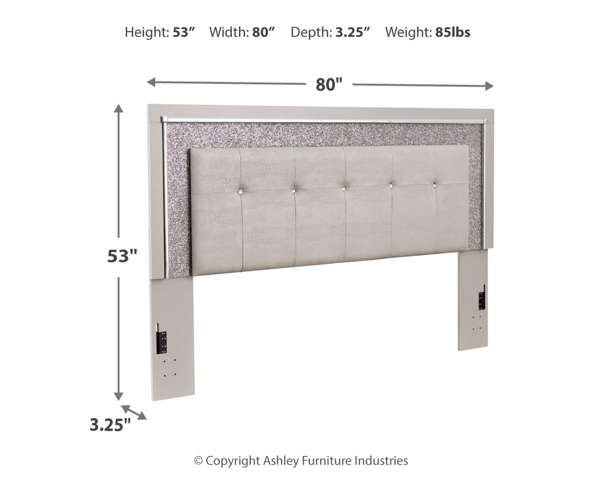 Zyniden King Upholstered Panel Headboard, Dresser and Mirror