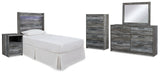 Baystorm Twin Panel Headboard Bed, Dresser, Mirror and Nightstand