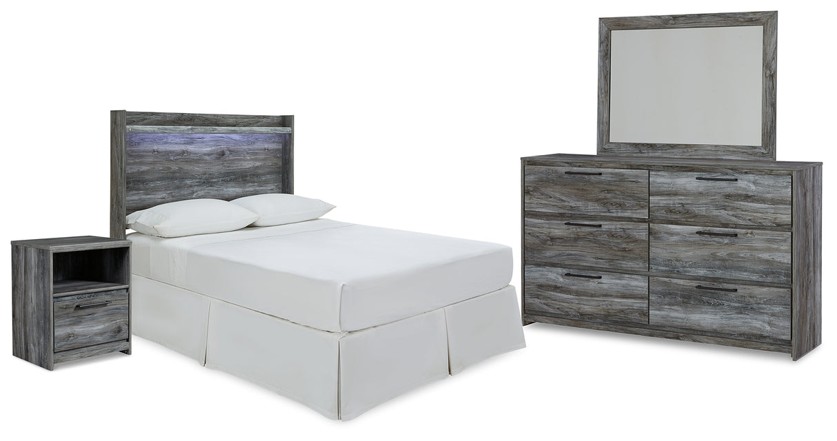 Baystorm Full Panel Bed Headboard, Dresser, Mirror and Nightstand