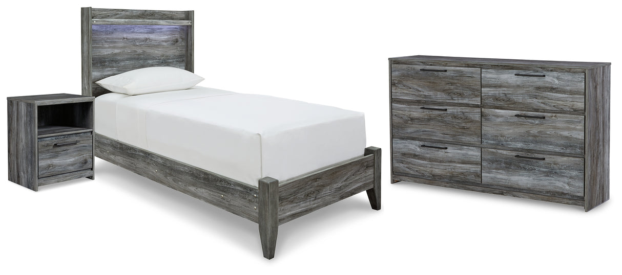 Baystorm Twin Panel Bed, Dresser and Nightstand