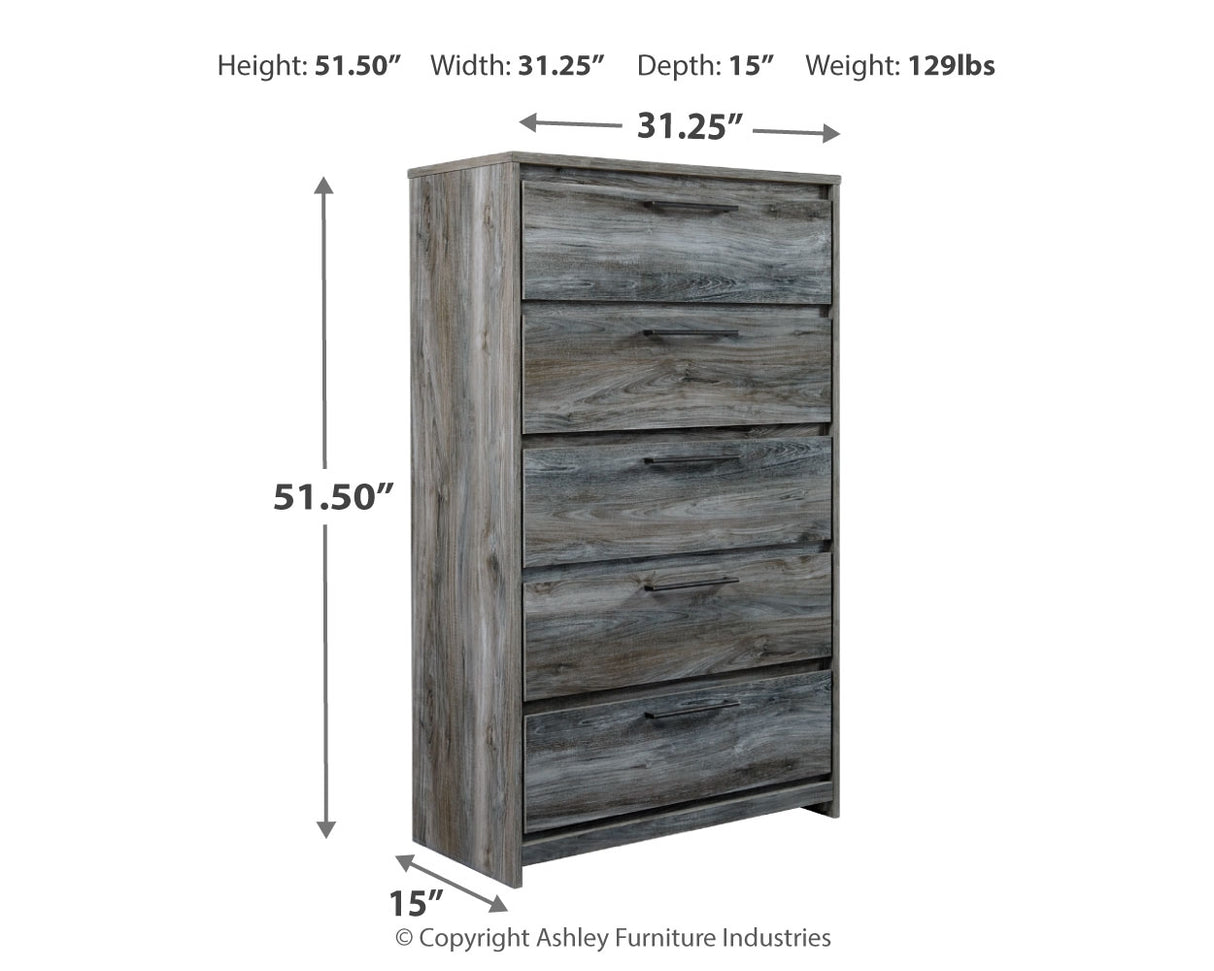 Baystorm Full Panel Headboard Bed. Dresser, Mirror, Chest and Nightstand