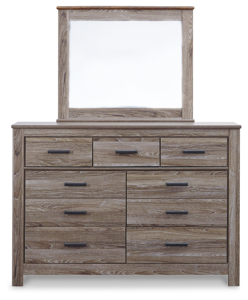 Zelen King Panel Bed, Dresser, Mirror and Nightstand