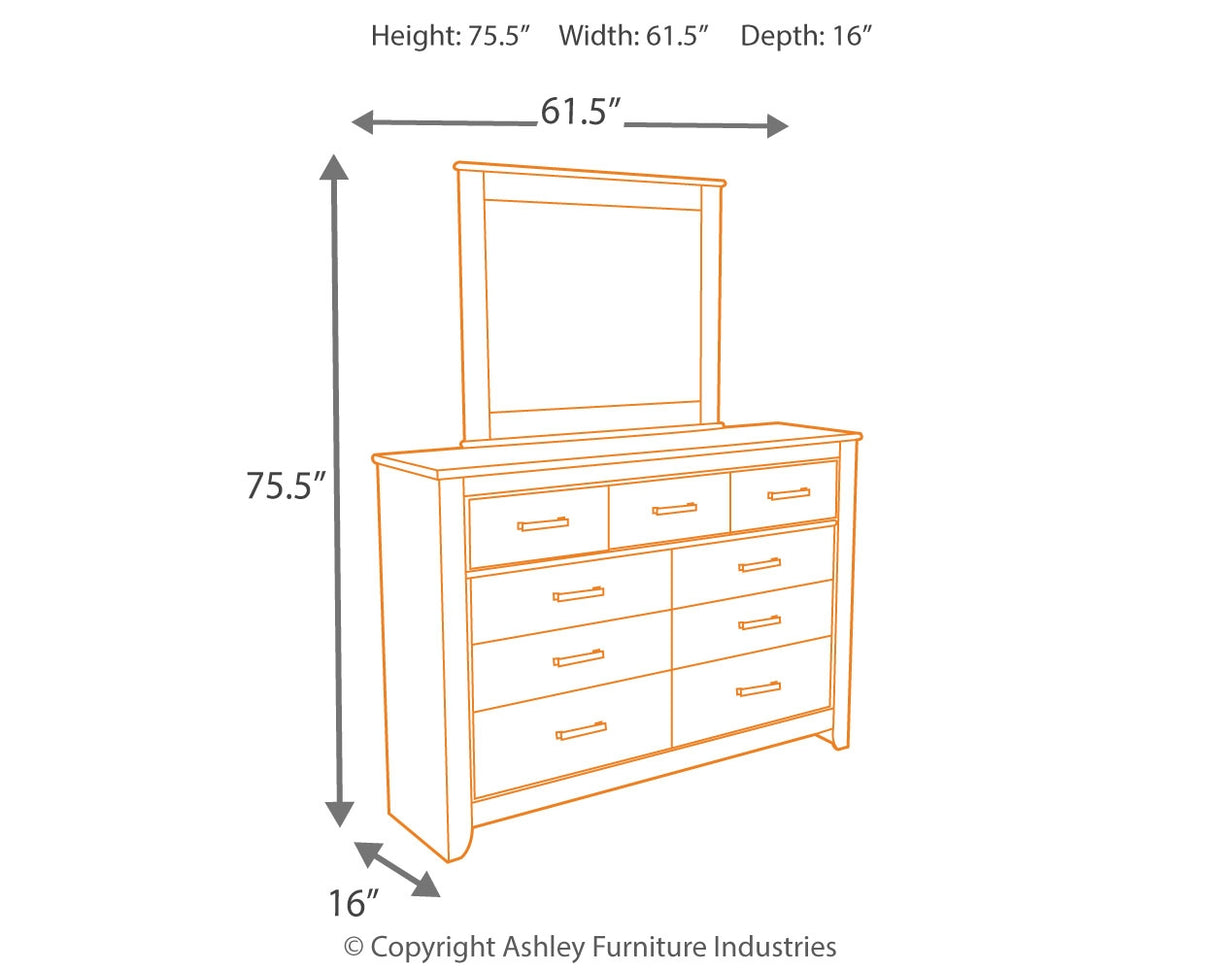 Zelen Full Panel Bed, Dresser, Mirror, and Nightstand