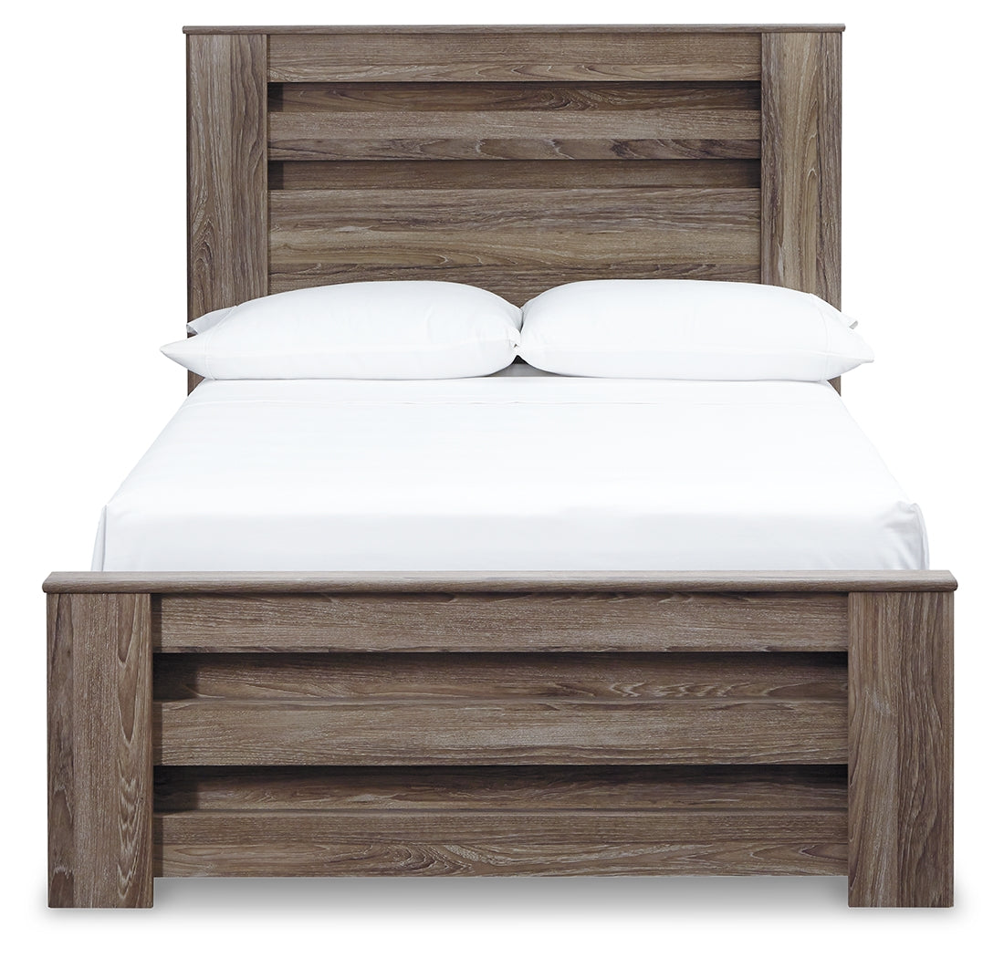 Zelen Full Panel Bed, Dresser, Mirror, and Nightstand