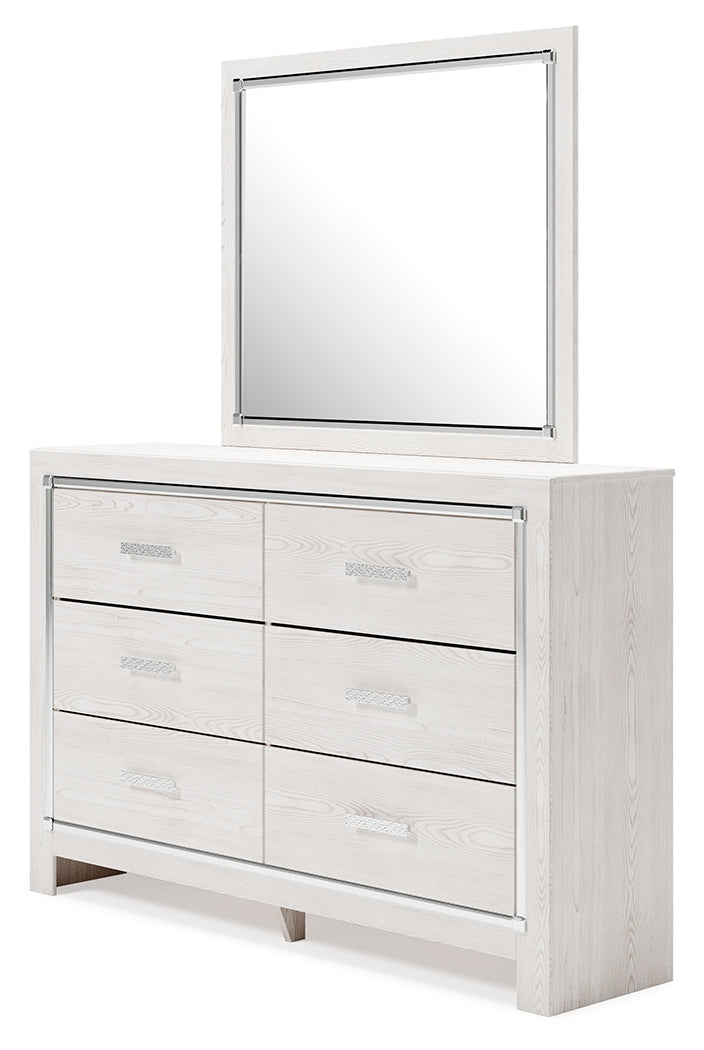 Altyra Queen Bookcase Panel Bed, Dresser, Mirror and Chest