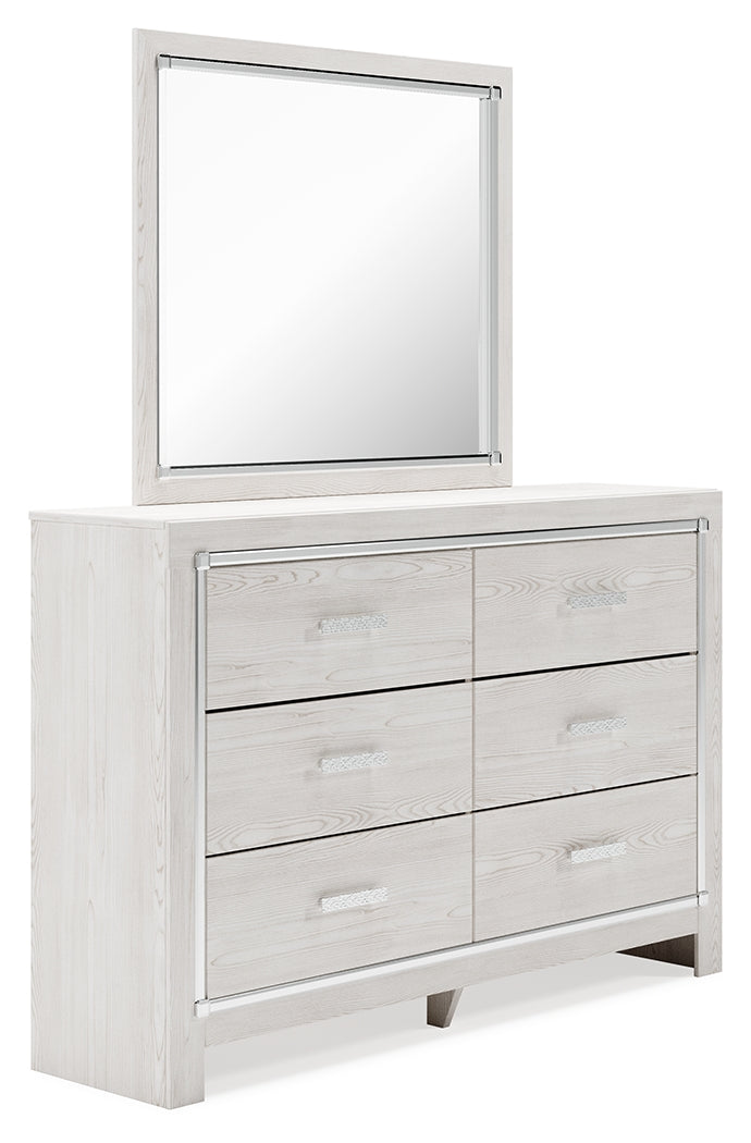 Altyra Queen Bookcase Panel Bed, Dresser, Mirror and Chest