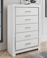 Altyra Queen Bookcase Panel Bed, Dresser, Mirror and Chest