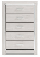 Altyra Queen Bookcase Panel Bed, Dresser, Mirror and Chest