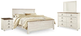 Willowton King Panel Bed, Dresser, Mirror, and Nightstand