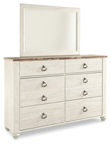 Willowton Full Panel Bed, Dresser, Mirror, 2 Chests and nightstand