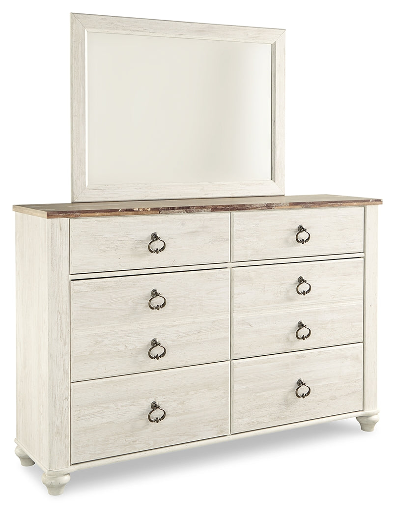 Willowton Queen Panel Bed, Dresser, Mirror and 2 Nightstands