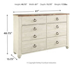 Willowton King Sleigh Bed, Dresser and Nightstand