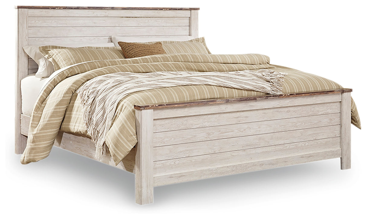 Willowton King Panel Bed, Dresser, Mirror, and Nightstand