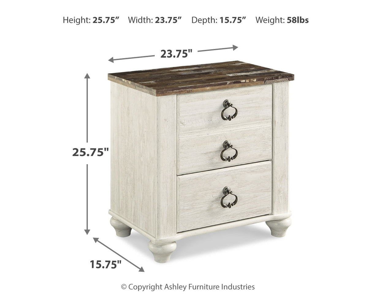 Willowton King Panel Bed, Dresser, Mirror, and Nightstand