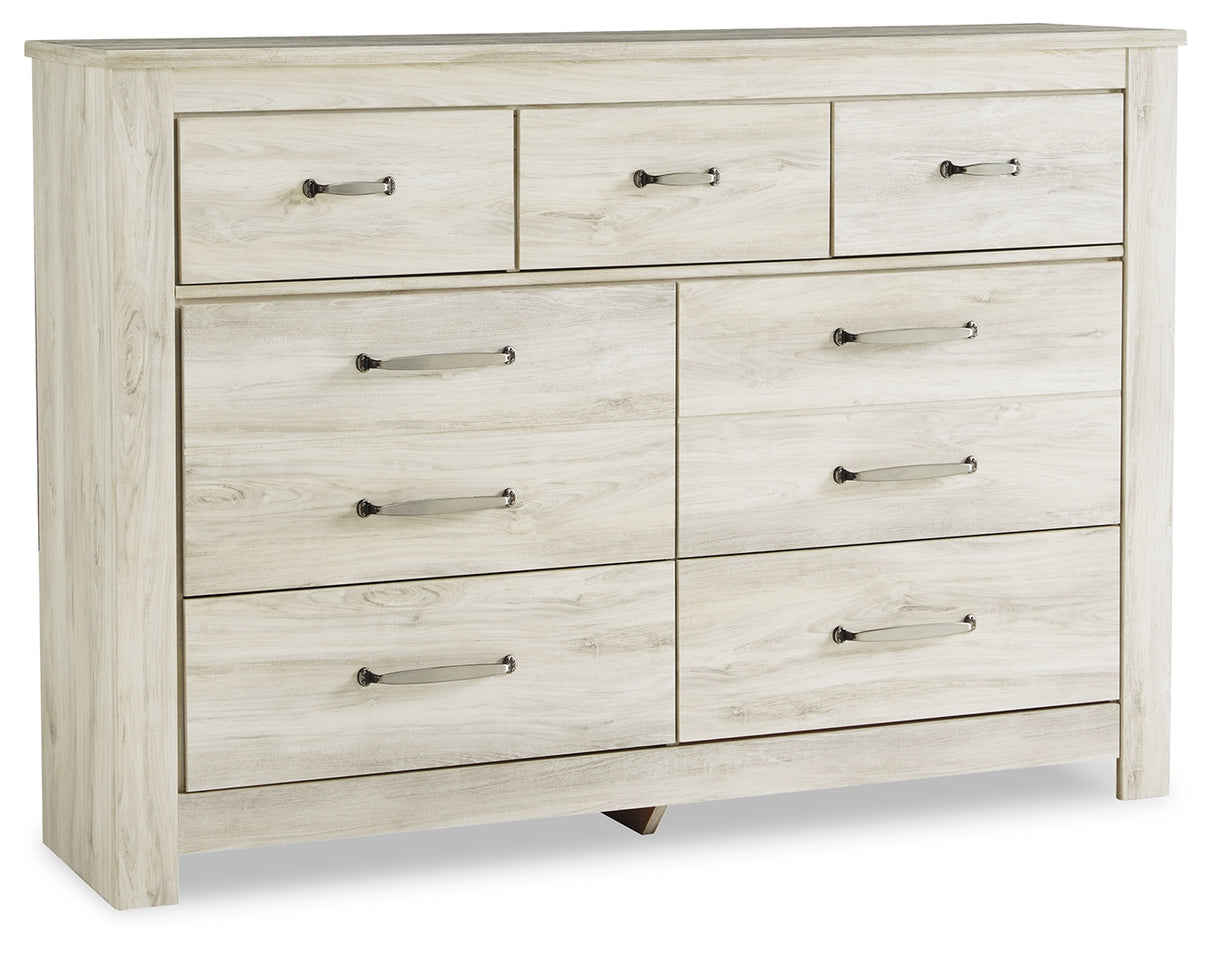 Bellaby King Panel Storage Bed, Dresser, Mirror and Nightstand