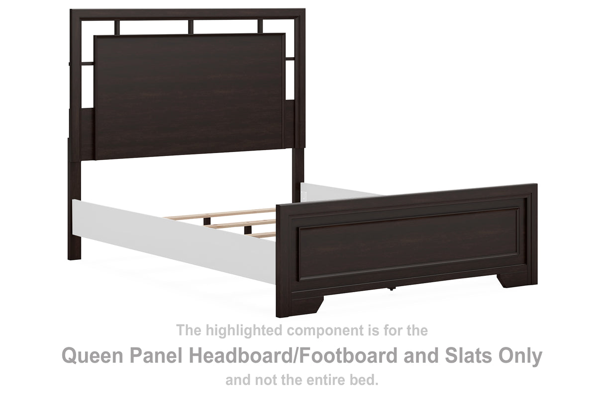 Covetown Dark Brown Queen Panel Headboard/Footboard And Slats