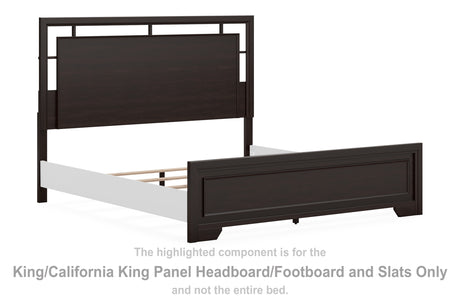 Covetown Dark Brown King/California King Panel Headboard/Footboard And Slats