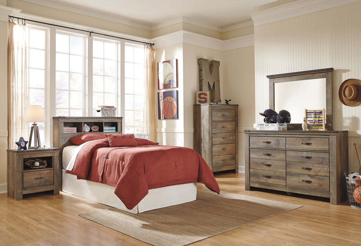 Trinell Brown Twin Bookcase Headboard