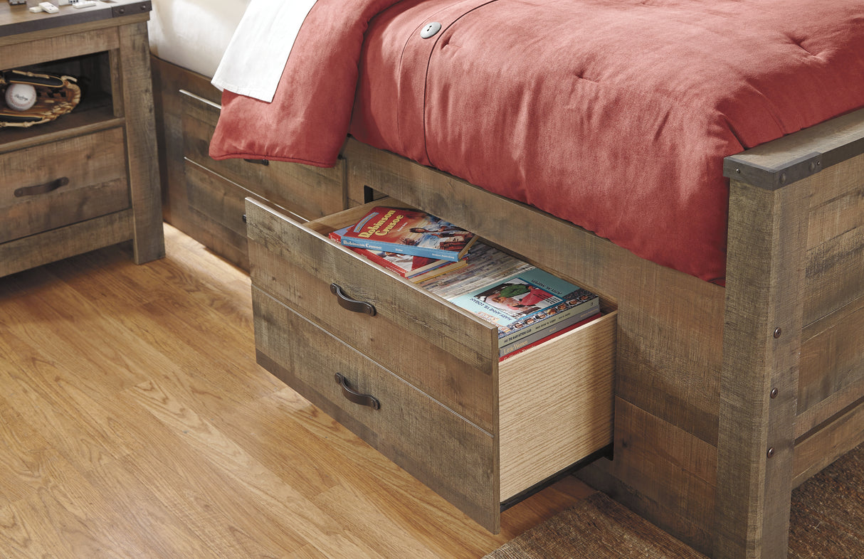 Trinell Full Panel Bed with 2 Storage Drawers