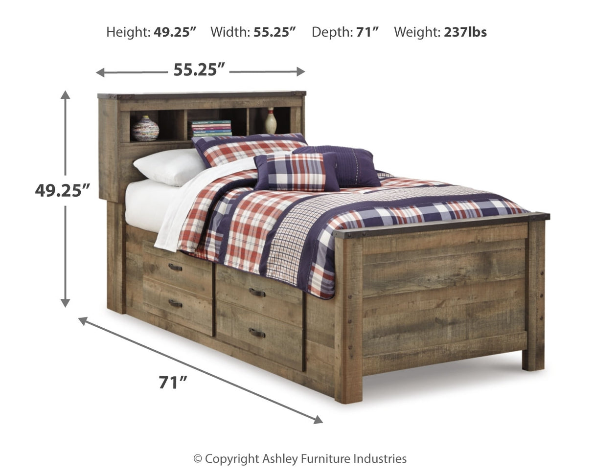 Trinell Twin Panel Bed with Storage and Nightstand