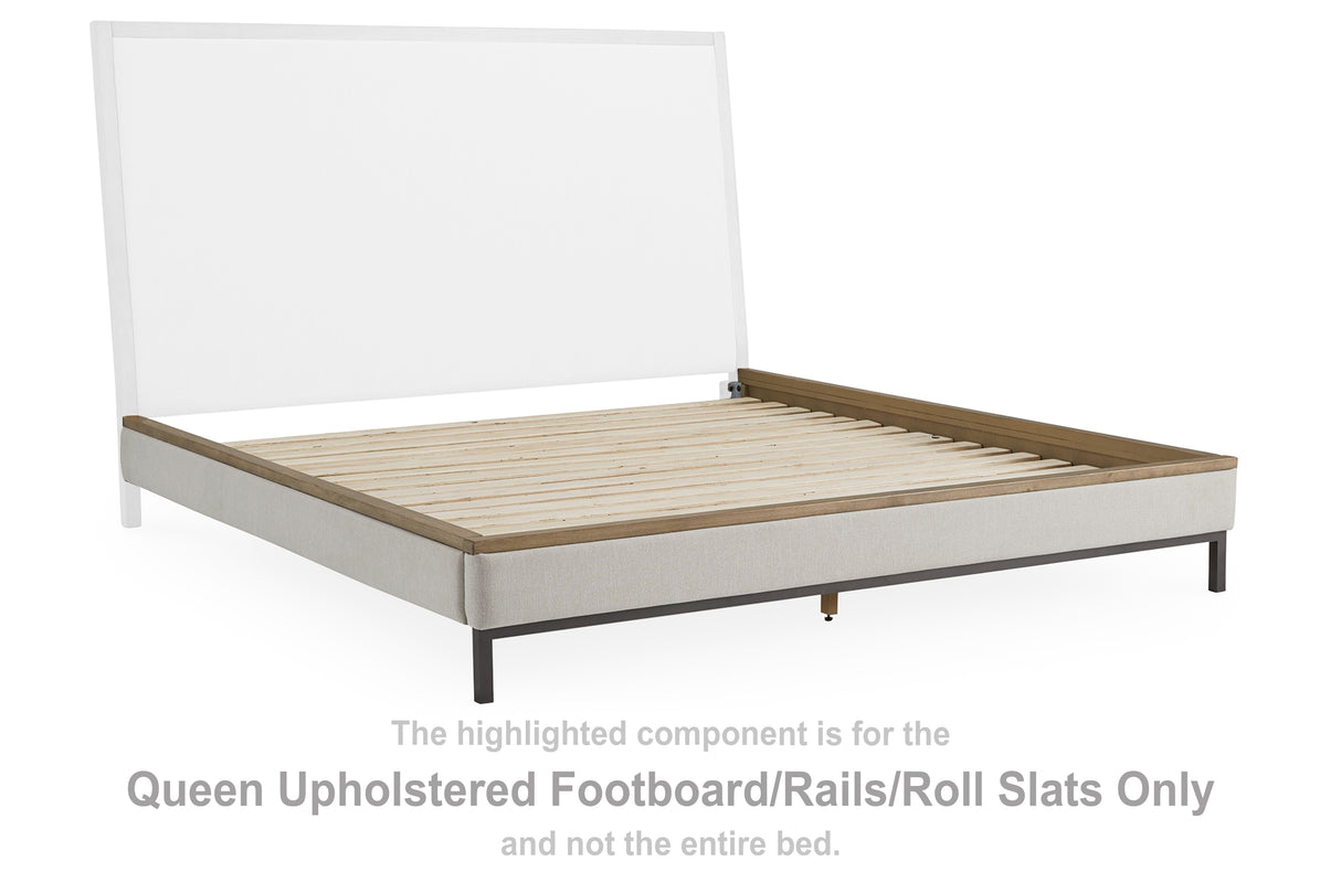 Tomtyn Queen Upholstered Footboard/Rails/Roll Slats