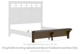 Shawbeck Dark Brown King/California King Upholstered Bench Footboard And Slats